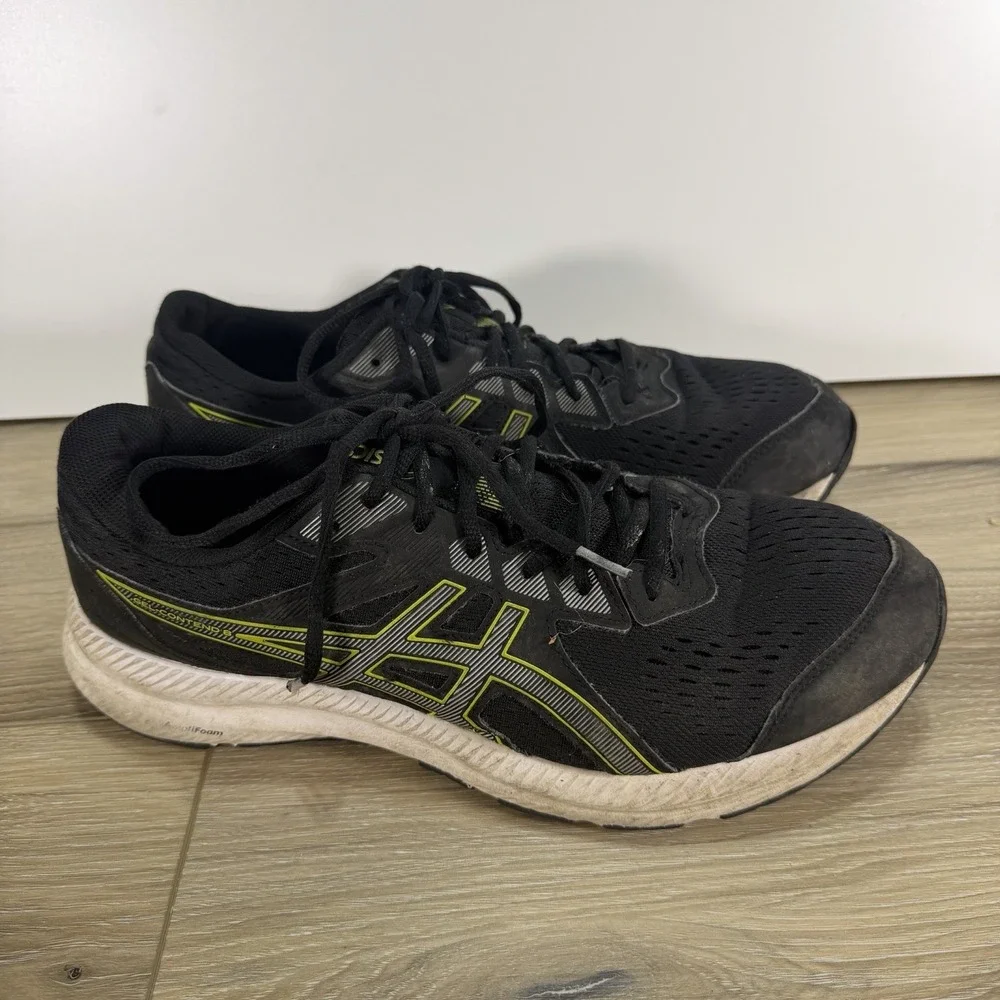 ASICS Contend 8 Running Shoes 1014A259 Black Green Mens Size 12 Sneakers